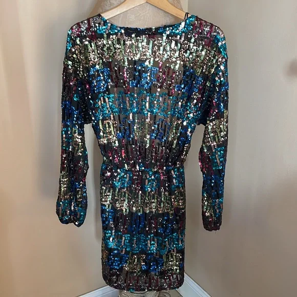 Zara Multicolor Sequence Dress Size Small - Picture 7 of 17